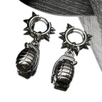 Funny Grenade Rivet Earrings For Men Women  Stainless Steel Silver Color Hiphop Rock Party Male Punk Hoop Ear Ring Jewelry Gift