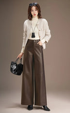 PENDRA Warm Drape Wide Leg PU Leather Pants
