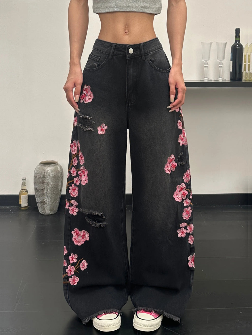 PENDRA European American Floral Jeans