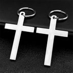 Hip Hop Catholic Cross Hoop Earrings for Women Men Stainless Steel Gold Silver Color Crucifix Statement Earring Jewelry E3476S06