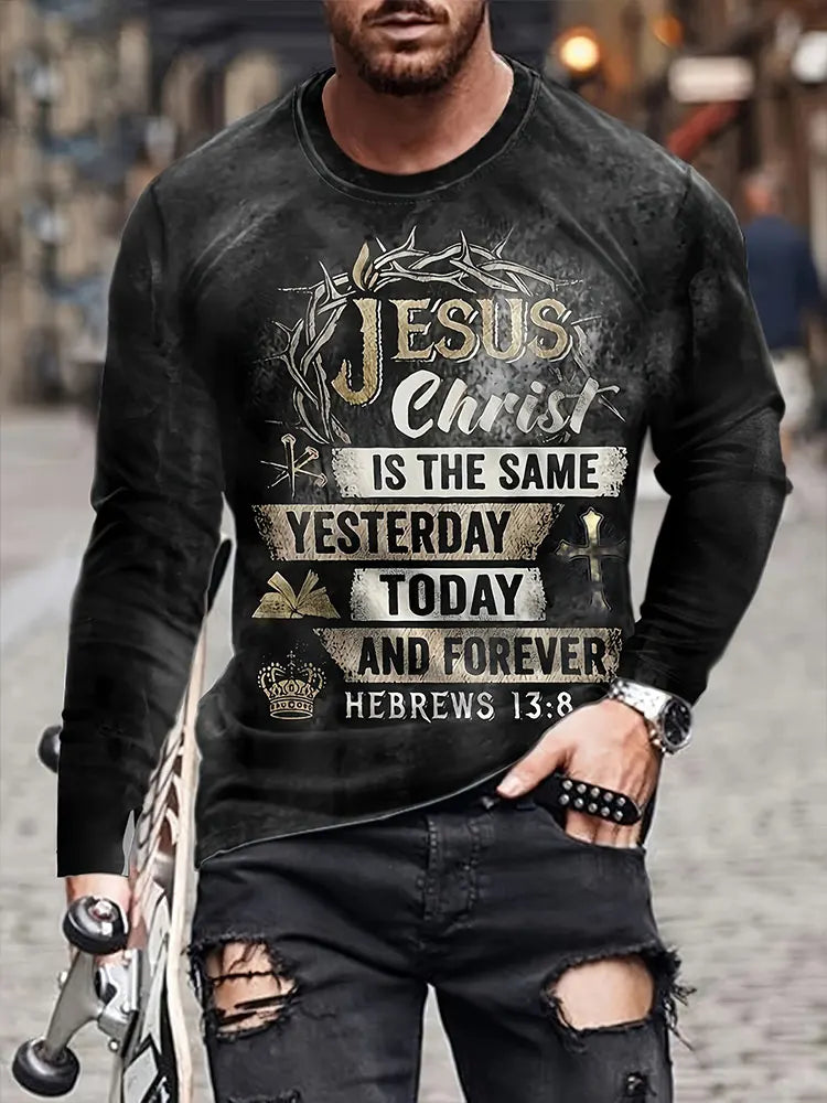PENDRA Printed Long Sleeve God T-Shirt