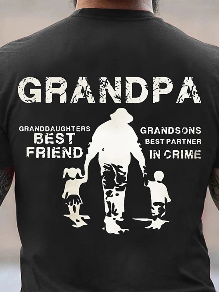 Walking Printed Father's T-shirt Summer Daily Casual Men's T-shirt Outdoor Running Exercise Men's Sports Short-sleeved Top