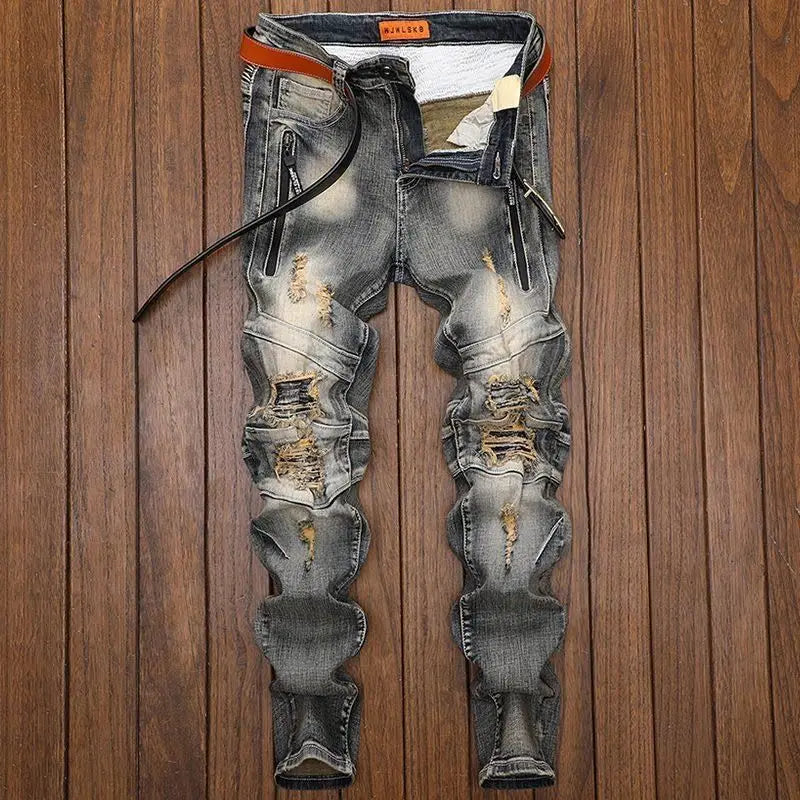 PENDRA Denim Straight Ripped Pants