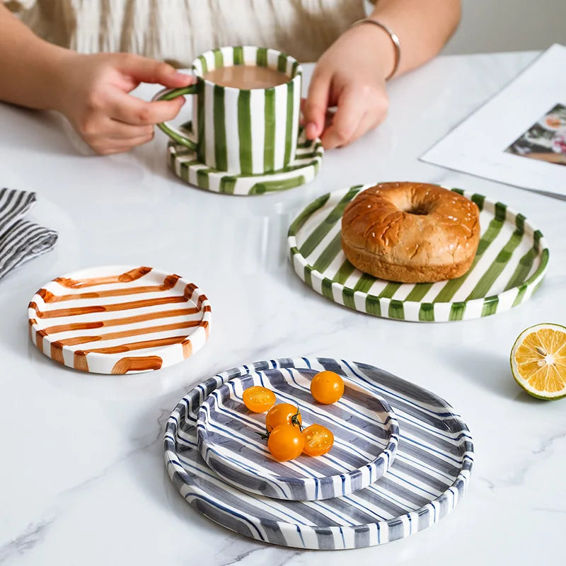 Simple ceramic coffee cup and saucer high-value coffee cup and saucer set household water  afternoon tea European and saucer ins