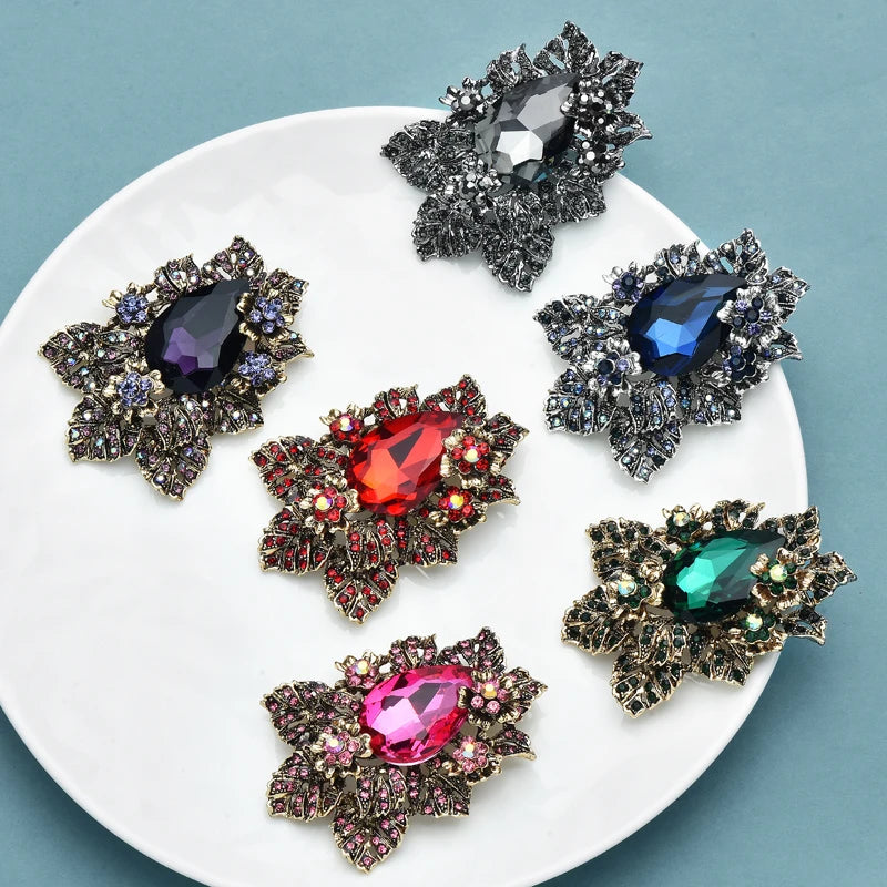 PENDRA Prismora Multicolor Crystal Flower Brooch