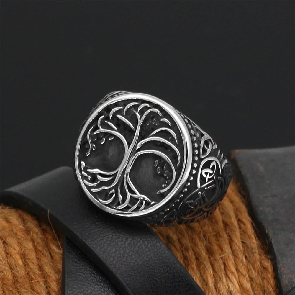 PENDRA Celtic Knot Rune Steel Ring