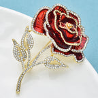 PENDRA Rosalie Red Enamel Rose Brooch