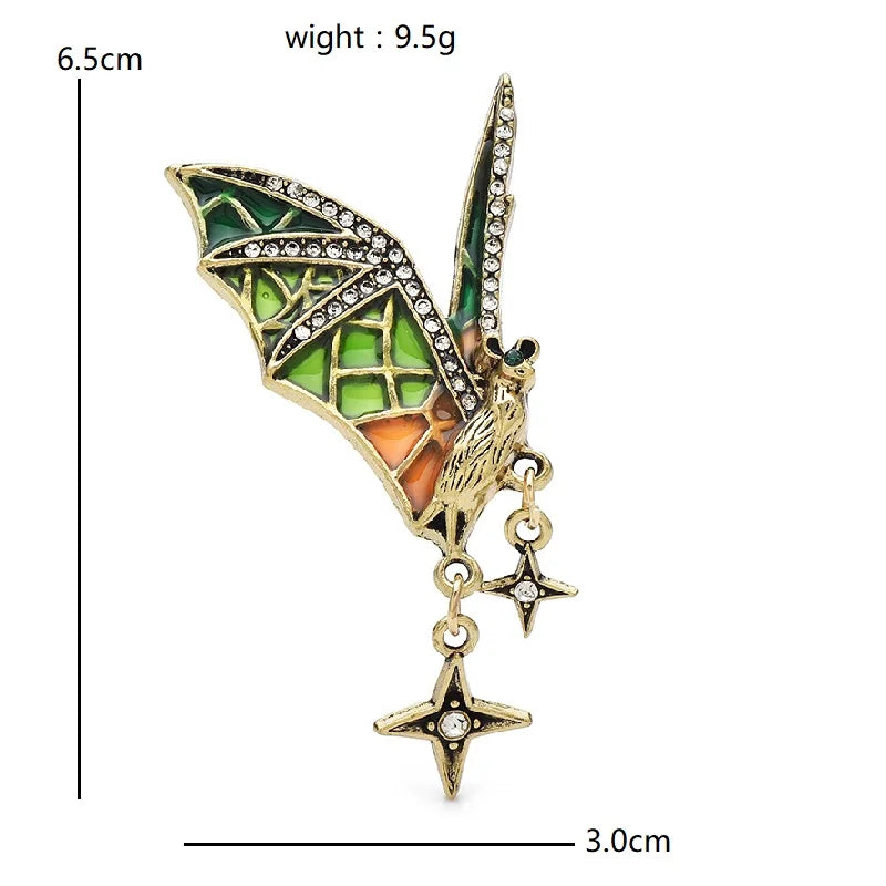 Wuli&bady Vintage Flying Bat Brooches 2-color Cute Enamel Animal Brooch For Women's Clothes Backpack Pins Gifts