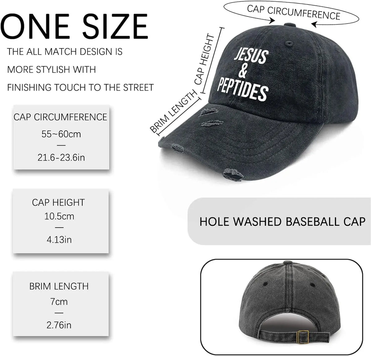 Jesus and Peptides Hat for Womens Cool Washed Distressed Baseball Cap