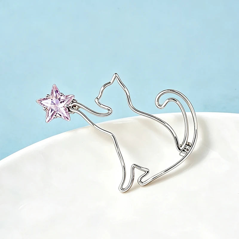 PENDRA Starlit Crystal Cat Brooch