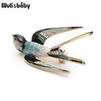 PENDRA Airborne Enamel Swallow Brooch