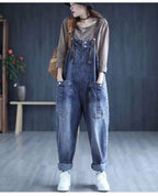 Minimalist jeans overalls women's spring new Korean version loose fit big pocket versatile trendy Harlan casual rompers