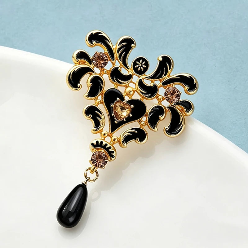 PENDRA Noirbloom Large Black Pendant Flower Brooch