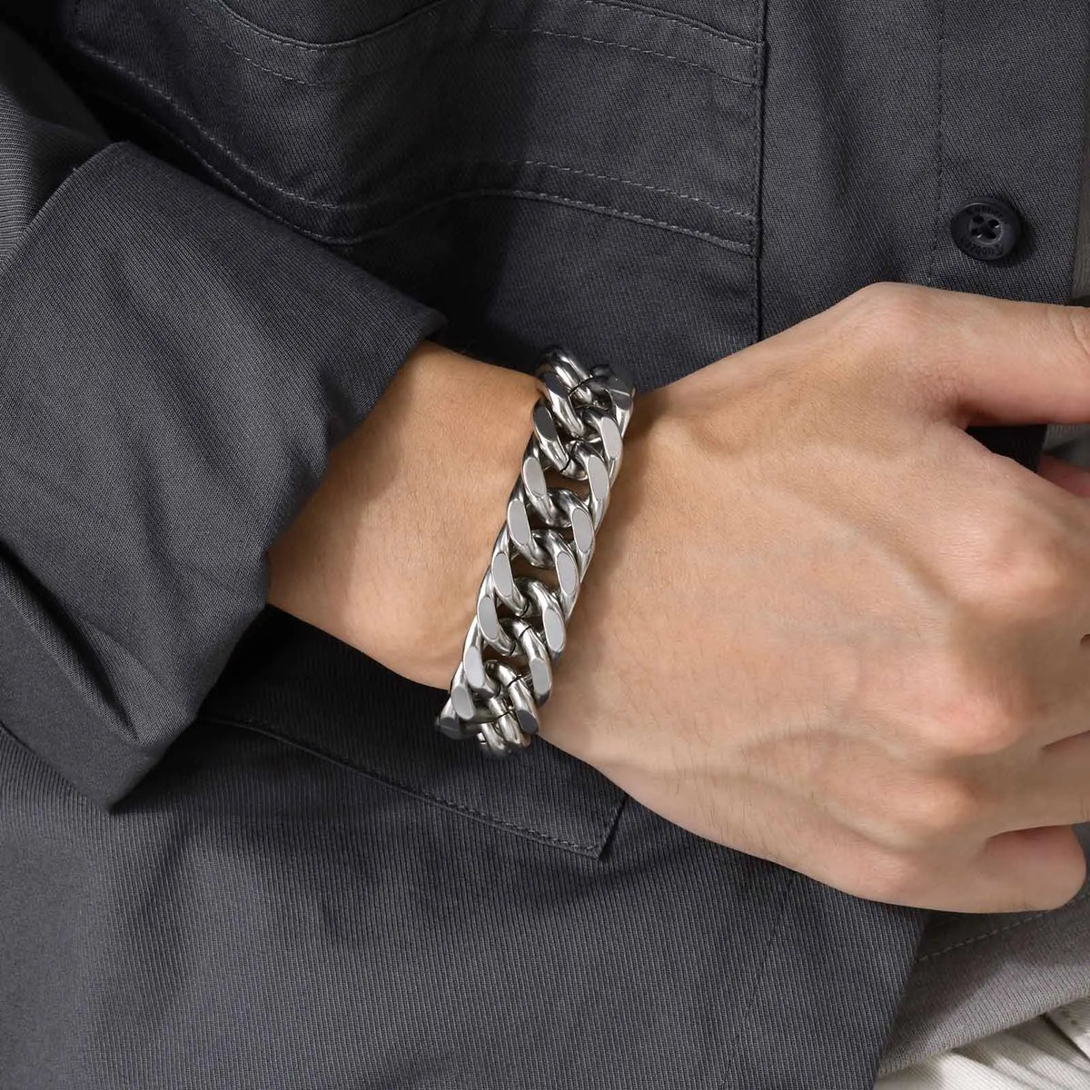 PENDRA Cuban Silver Chunky Bracelet
