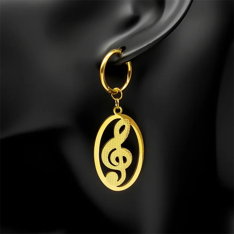 Musical Symbol Treble Clef Note Hoop Earrings for Women Men Music Lover Student Graduation Dangle Earring Jewelry E3550S06