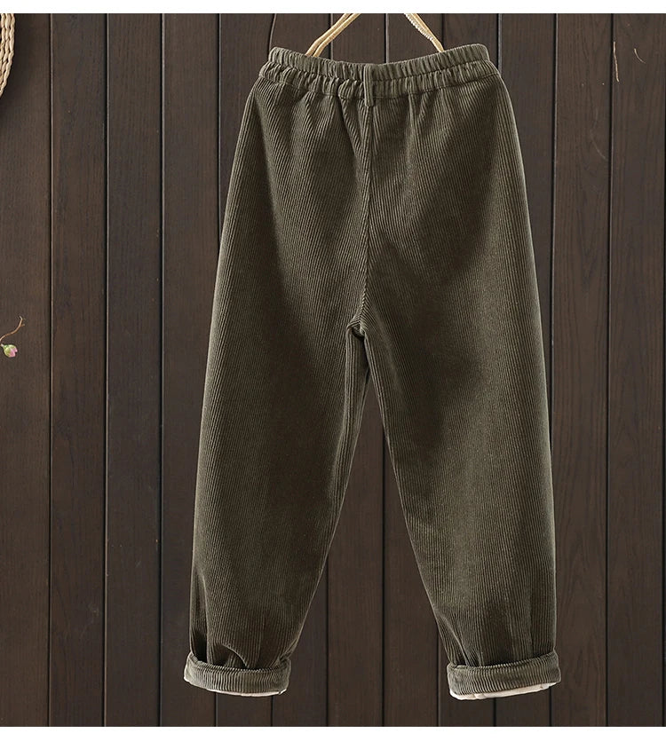 PENDRA Corduroy Warm Elastic Waist Pants