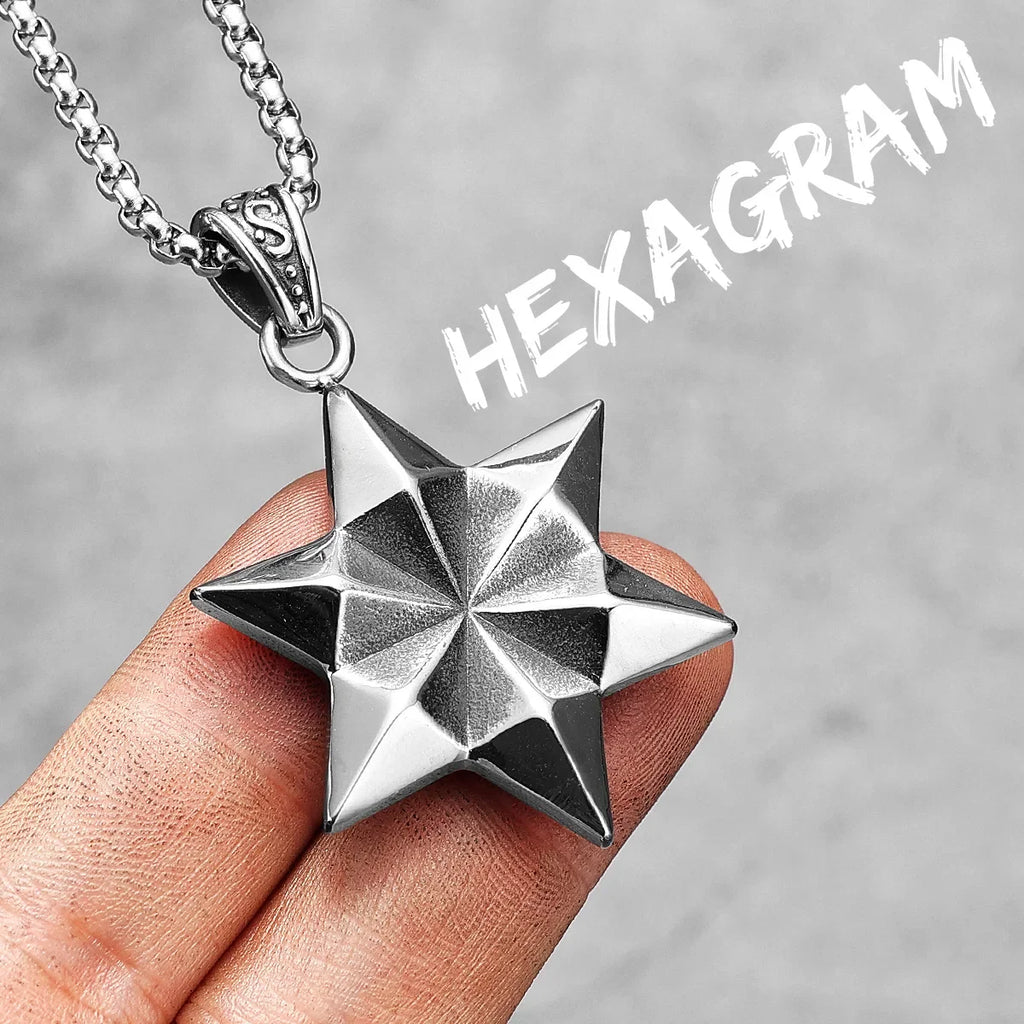 PENDRA Star David Masonic Steel Necklace