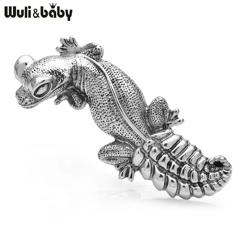 PENDRA Gecko Mosaic 5-Color Enamel Lizard Brooch