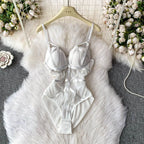Sexy spicy girl with chest cushion jumpsuit women's summer new see through mesh slimming sexy niche design camisole vest