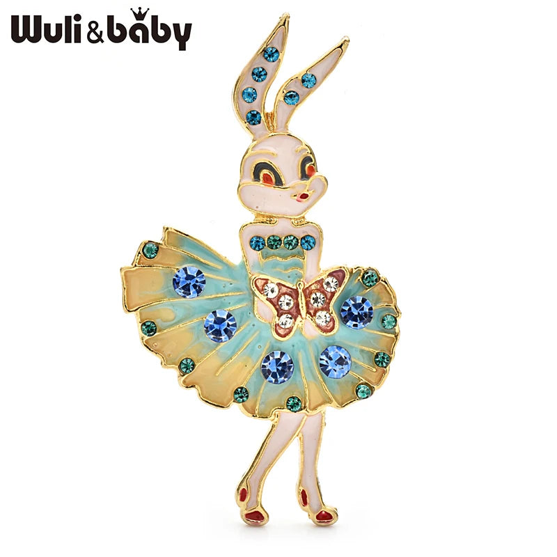 Wuli&baby Lovely Bunny Rabbit Brooches For Women Lady 2-color Enamel Wear Dress Rare Party Casual Brooch Pins Gifts