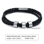 Custom 1-7 Names Multi Layer Leather Bracelet for Men,Stainless Steel Beads Handmade Braided Wristband,Gift for Father Dad