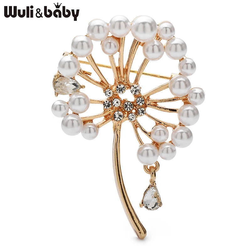 PENDRA Dandeline Elegant Pearl Dandelion Brooch