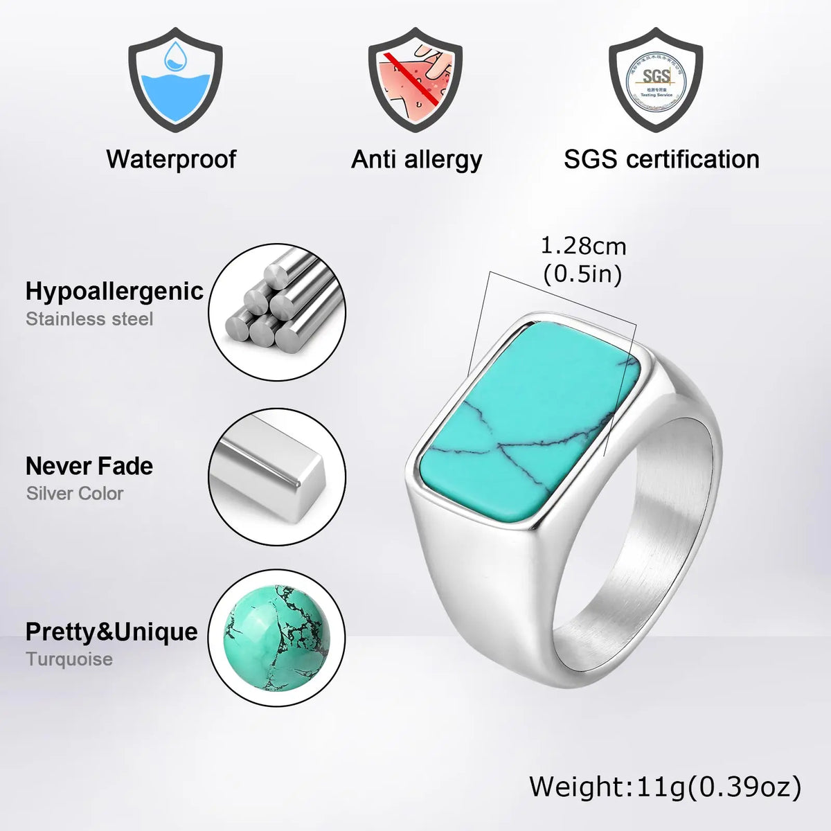 PENDRA Turquoise Tiger Eye Steel Ring