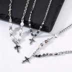 PENDRA Cross Pearl Beaded Necklace