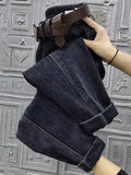 Autumn Winter High Waist Straight Jeans Women Loose Fit Stretch Haren Denim Pants Vintage Ladies Ankle-Length Jeans Pants 5XL