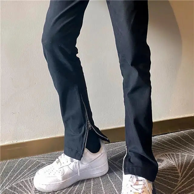 Autumn and winter 2026 high street washed slim-fit foot zipper leg split fork solid mopping menswear clothing jeans luxury men