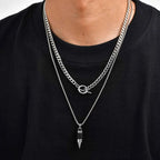 Stylish Bullet Necklaces for Men,Stainless Steel Natural Stone Pendant Necklace,Healing Jewelry Gift for Father Husband Son