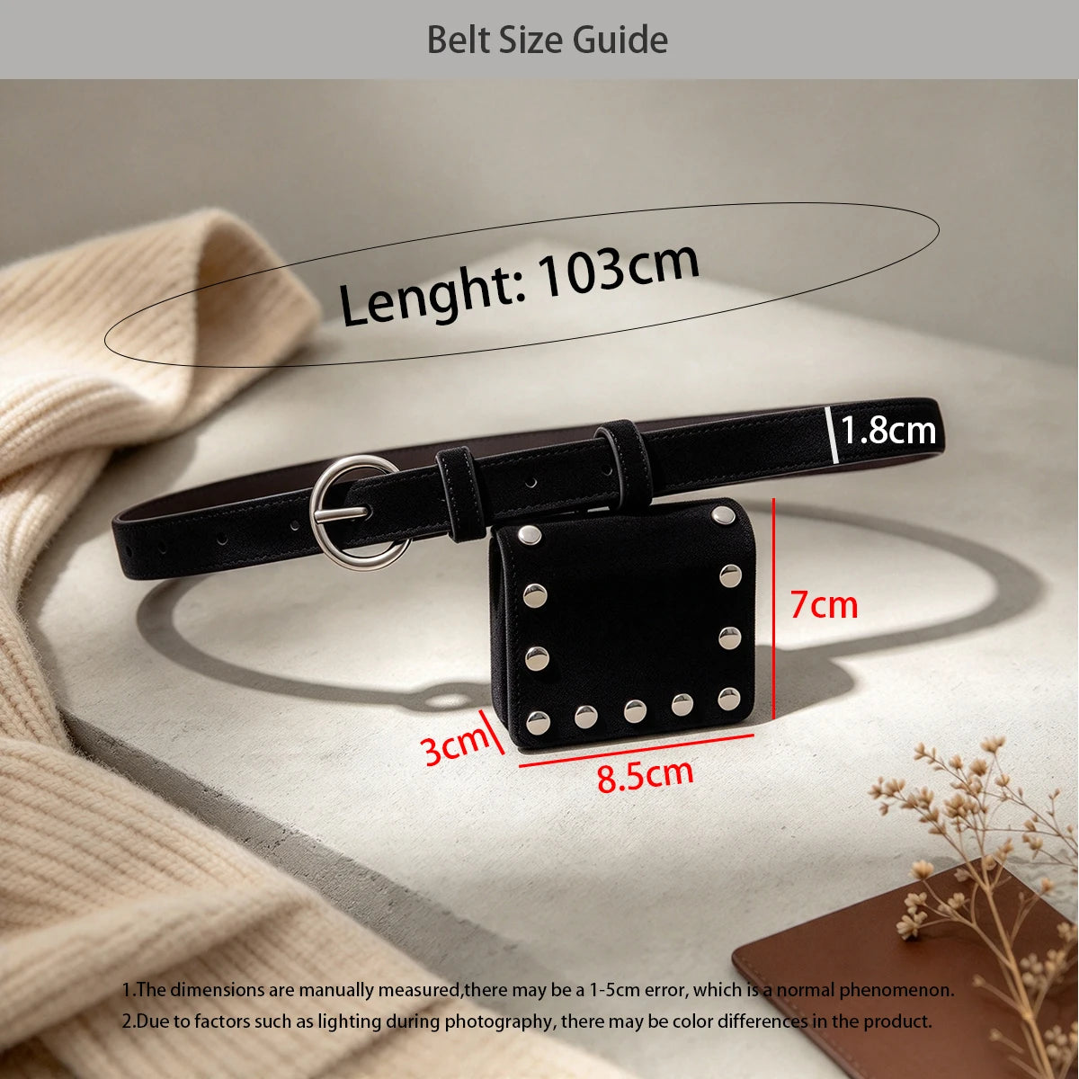 Punk Accessories suede Leather Belt Bag for Women  French Small Purse High-quality Retro Waist Bag Elegant Style Black Brown