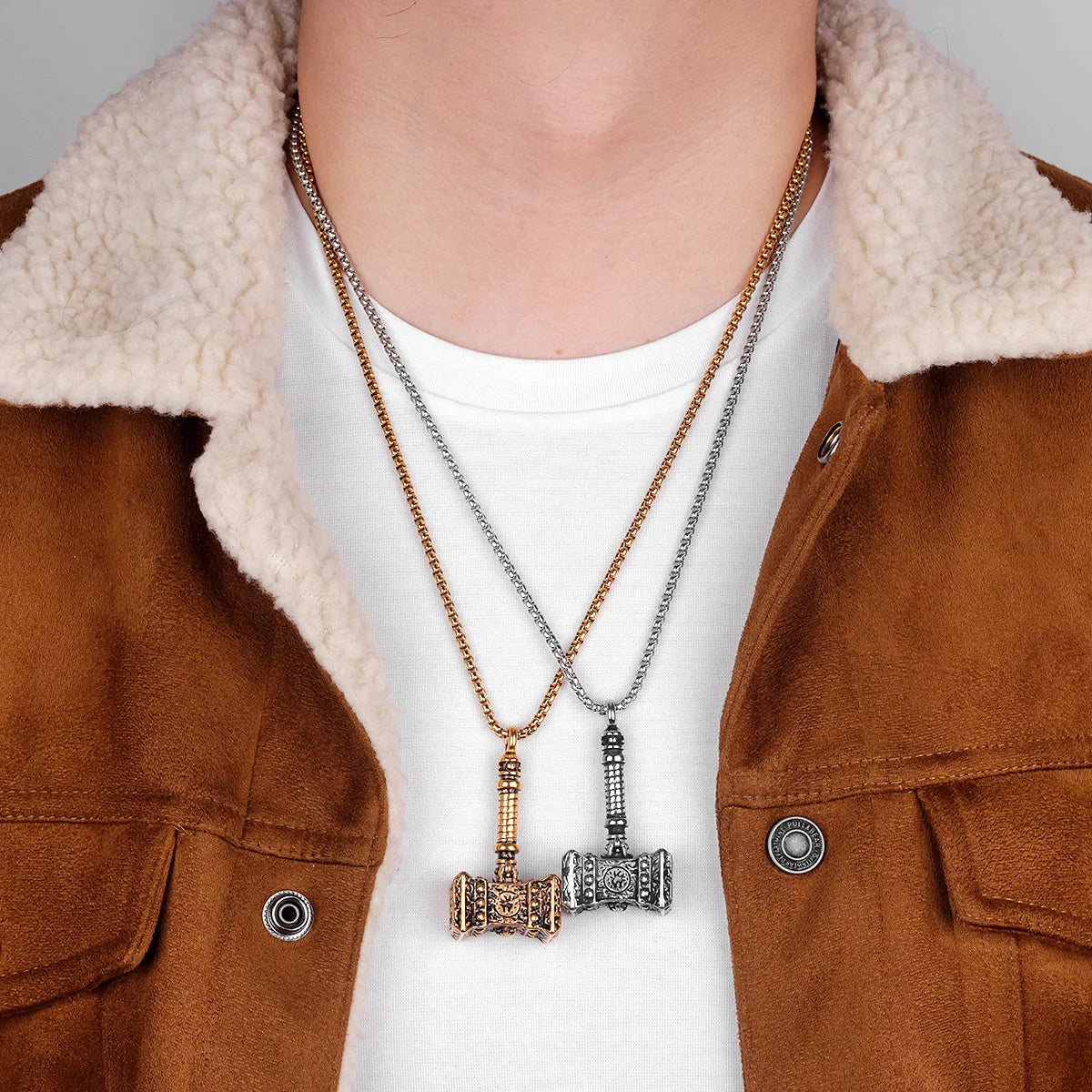 PENDRA Thor's Hammer Steel Necklace