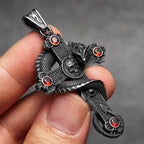 PENDRA Skull Dragon Cross Steel Necklace