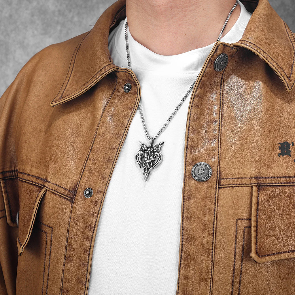 PENDRA Raven Sword Steel Necklace