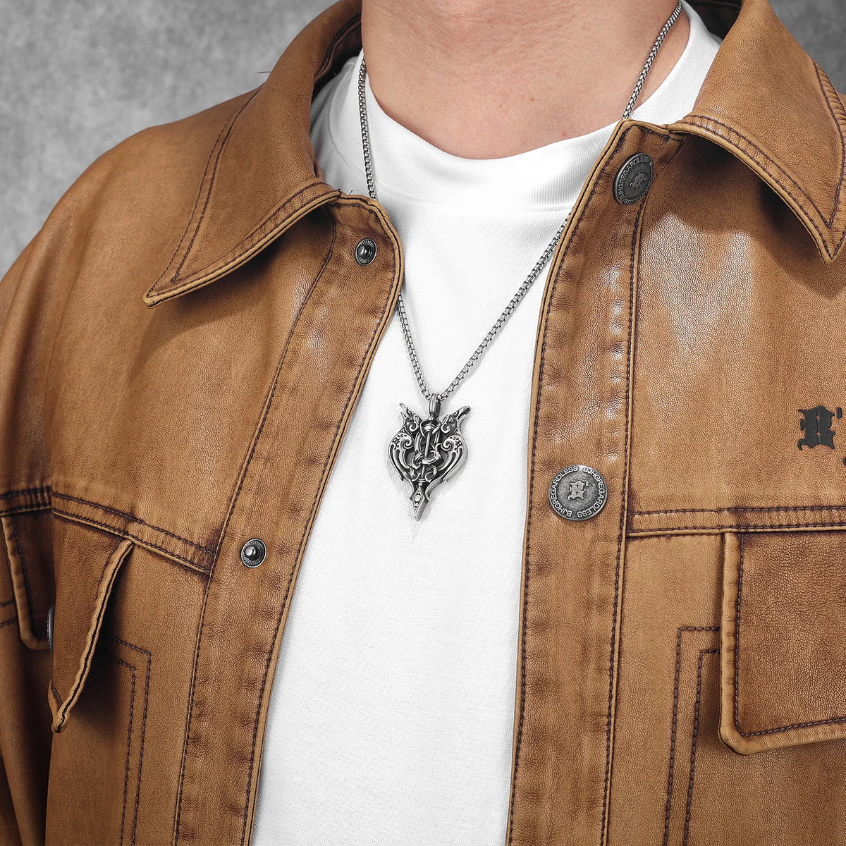 PENDRA Raven Sword Steel Necklace
