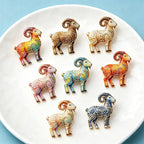 PENDRA Zodiac Goat Multicolor Rhinestone Brooch