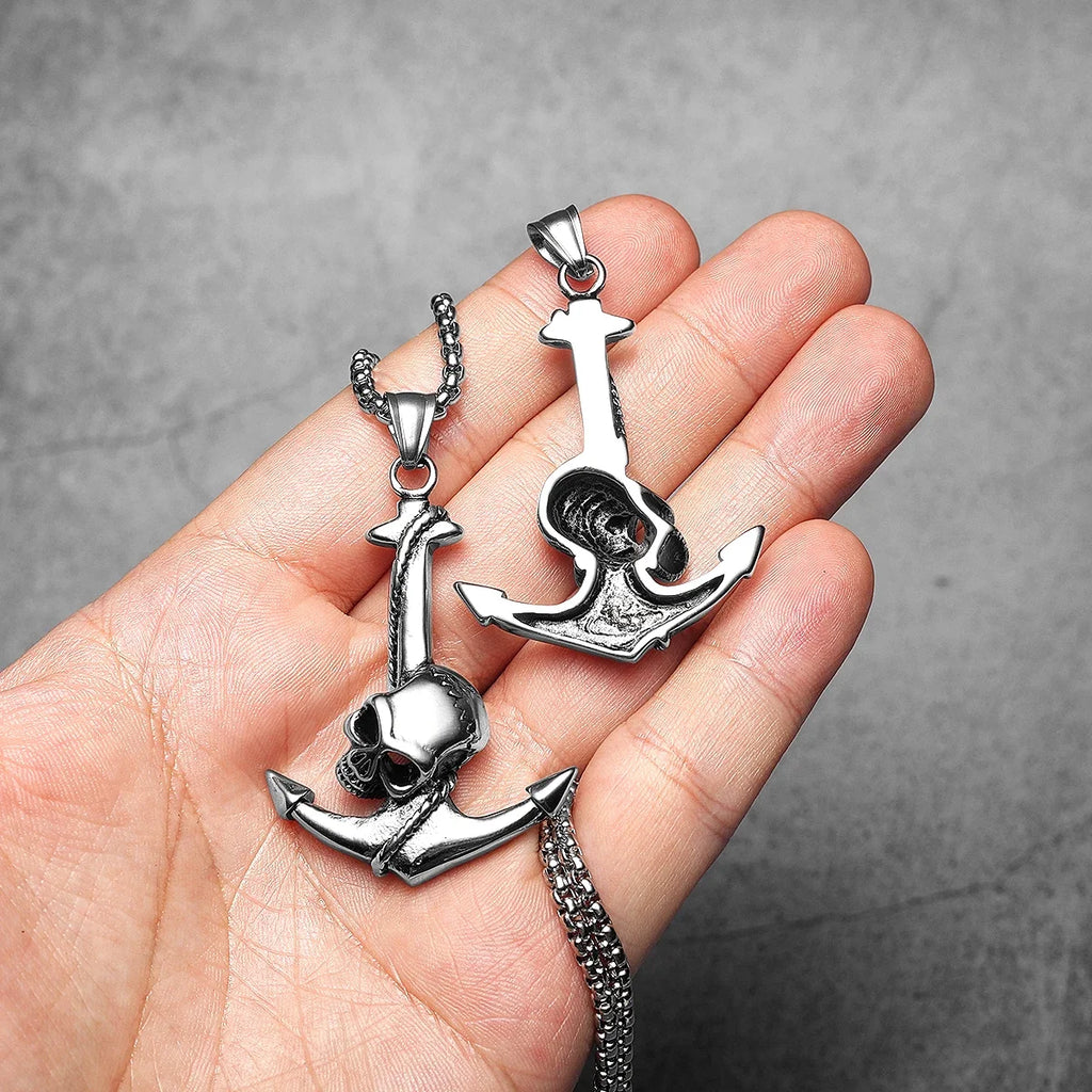 Skull Anchor Amulets Men Necklaces Stainless Steel Pendant Chain Women Fashion Jewelry Punk New In Accessories Gifts Wholesale