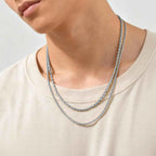 2pcs Men's Chain Necklace,Stainless Steel Black Gold Silver Color Twisted Rope Chain Collars,Trendy Punk Basic Chains Gift