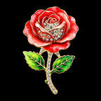 PENDRA Rosette 2-Color Enamel Rhinestone Rose Flower Brooch