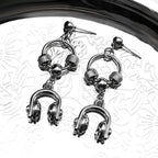 Hiphop Headset Musical Earrings Women Men Stainless Steel Silver Color Circle Dark Punk Male Y2K Drop Ear Rings Jewelry Gifts
