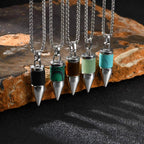 Stylish Bullet Necklaces for Men,Stainless Steel Natural Stone Pendant Necklace,Healing Jewelry Gift for Father Husband Son