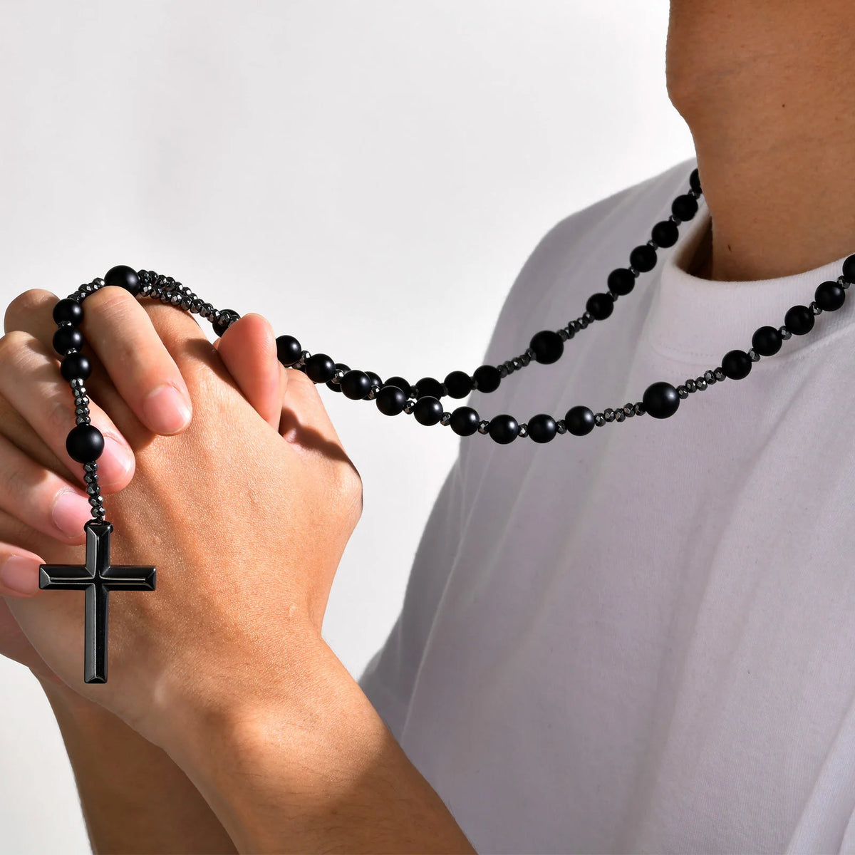 PENDRA Cross Beaded Rosary Necklace