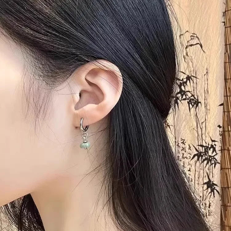 PENDRA Jade Geometry Hoop Earrings