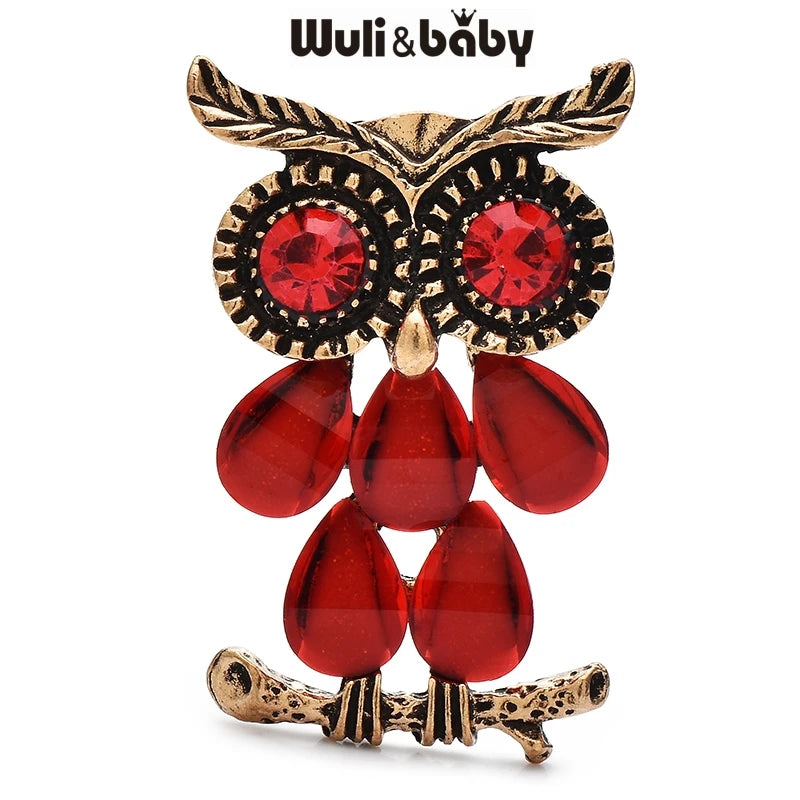 Wuli&baby Vintage Cute Owl Brooches 3-color Classical Bird Animal Brooch Pins For Women's Clothes Backpack Gifts