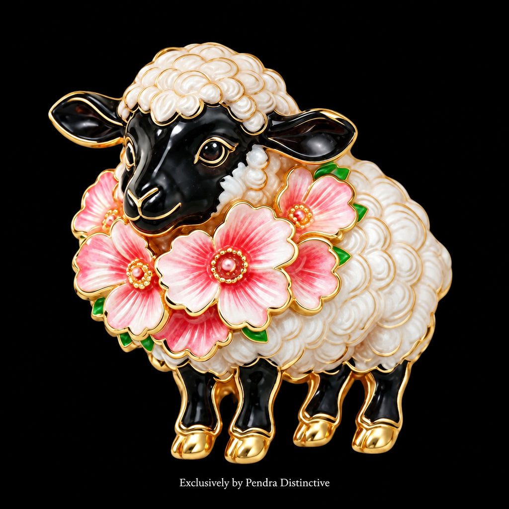 PENDRA Meadow 6-Color Floral Sheep Animal Brooch
