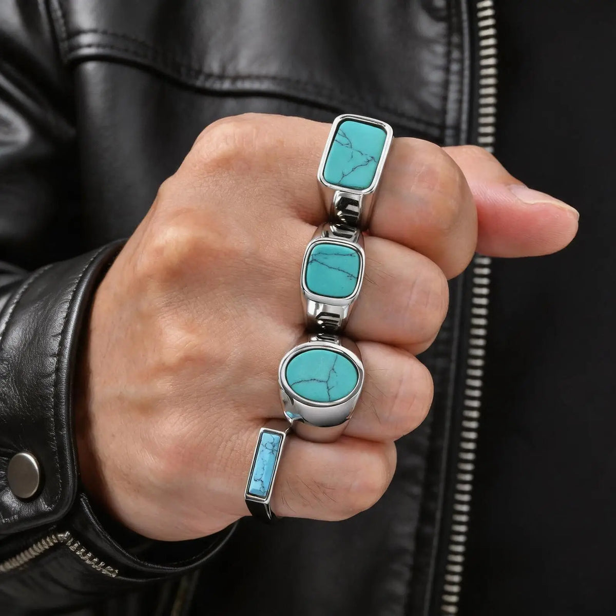 PENDRA Turquoise Dad Steel Ring