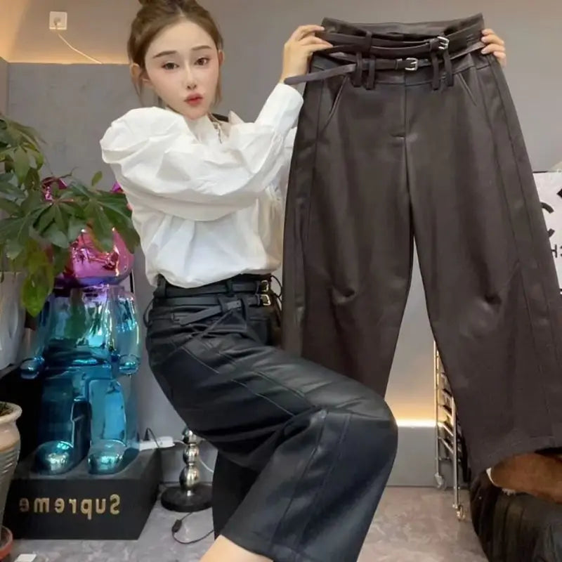 PENDRA Nine Cropped Leather Pants