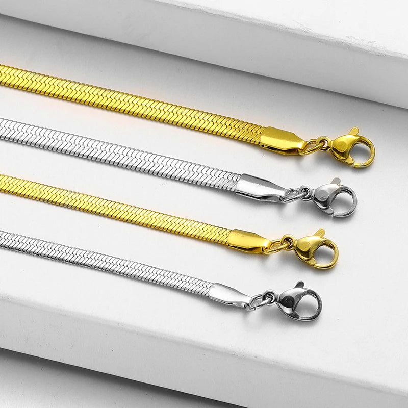 PENDRA Serpentchain Gold-Color Stainless Steel Snake Chain Necklace