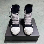 PENDRA Midnight Canvas Black Canvas High-Top Jumbo-Lace Platform Ankle Boots